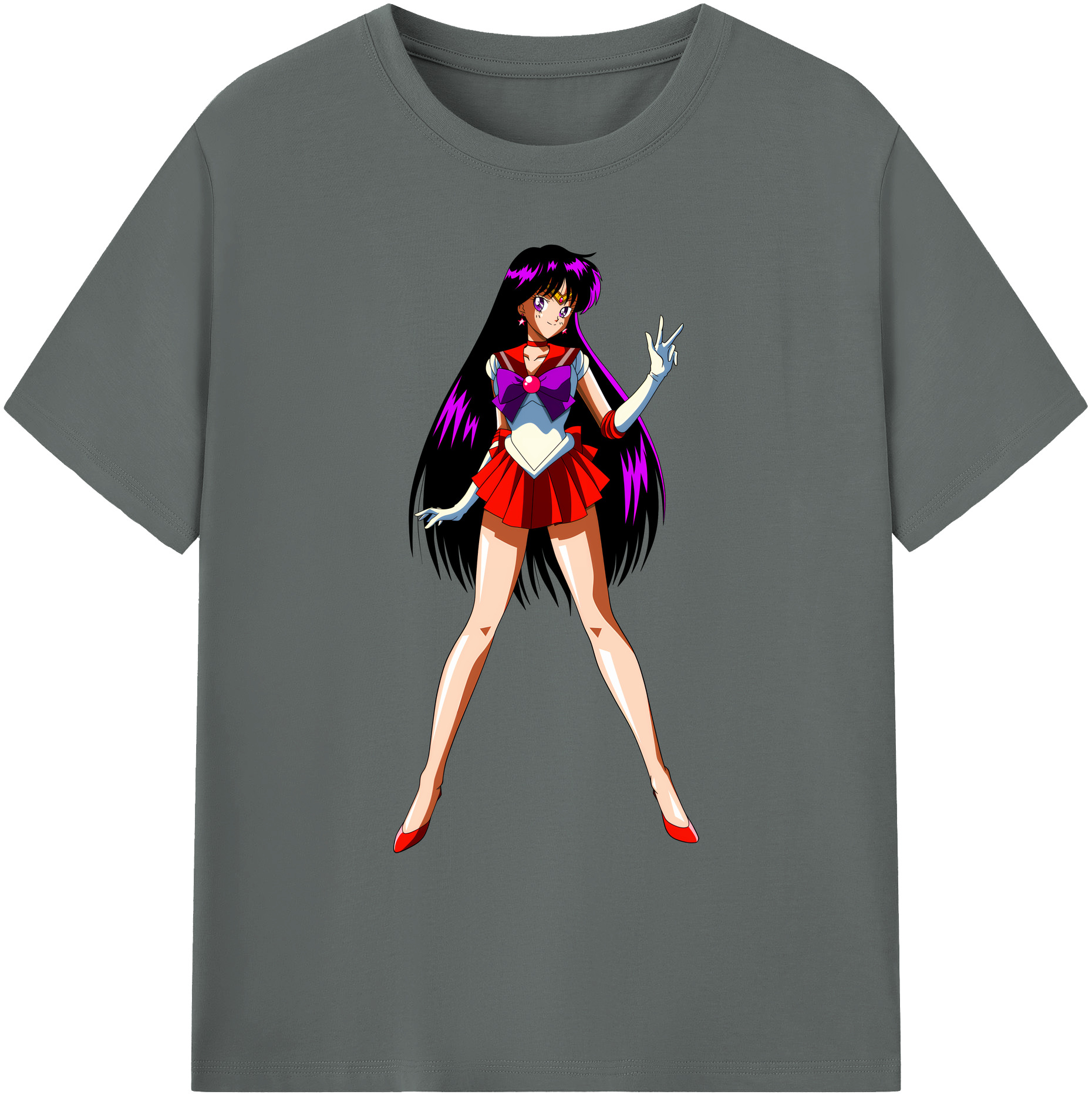 （画像用） 美少女戦士セーラームーン 火野レイ ひの レイ Sailor Moon Hino Rei （セーラーマーズ,Sailor Mars） 綿100％ メンズ半袖Tシャツ｜肌触りやわらか＆通気性